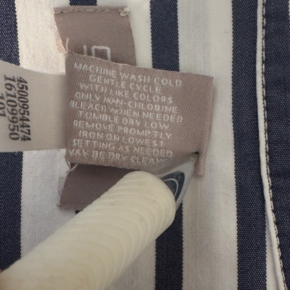 Chicos Shirt Womens Black White Stripe Roll Tab Sleeve Nautical Vacation 3/US XL - Picture 5 of 5